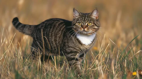 Beautiful Tabby Cat in Nature