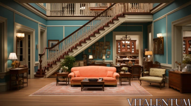 Cinematic Living Room with Terracotta Hues and Photorealistic Details AI Image