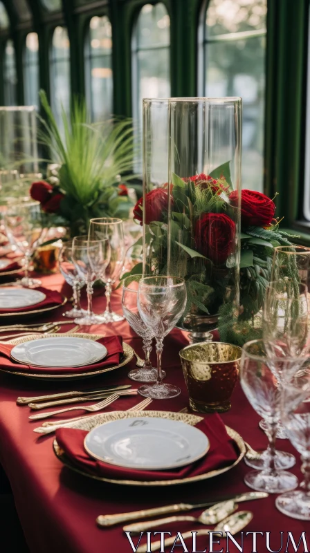 Luxurious Train Dining Experience with Botanical Abundance and Hollywood Glamour AI Image