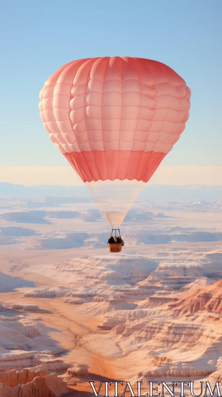 Pink Hot Air Balloon Flying Over Canyon AI Image