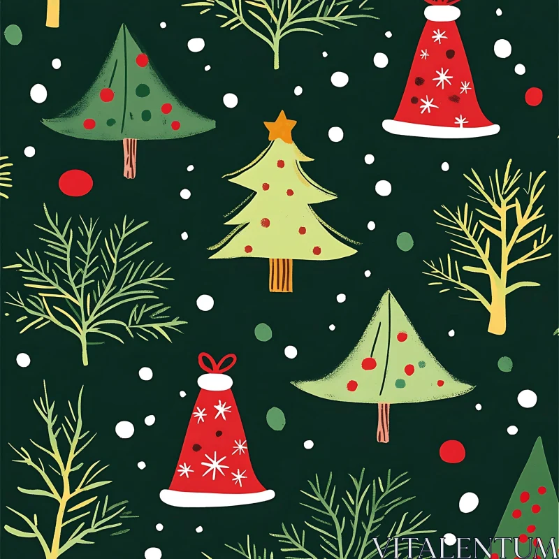 Playful Christmas Holiday Pattern AI Image