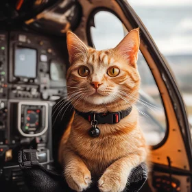 Feline Navigator in a Helicopter