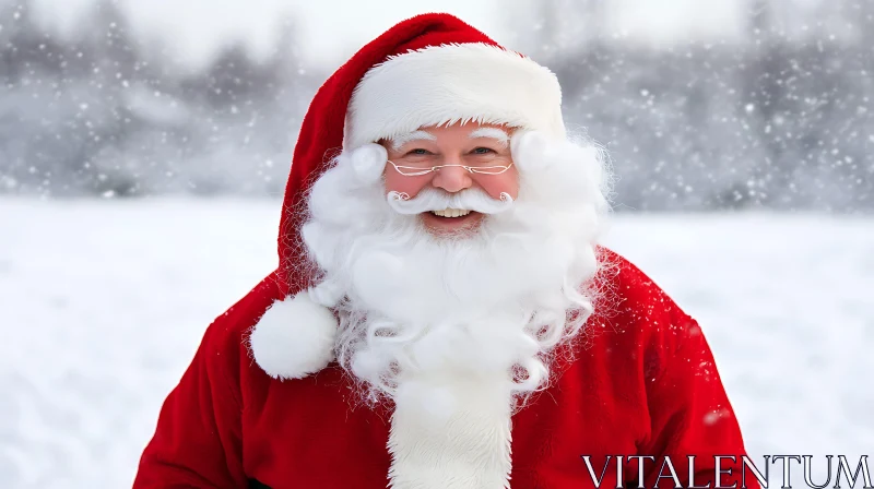 Santa Claus Amidst Winter Snowflakes AI Image