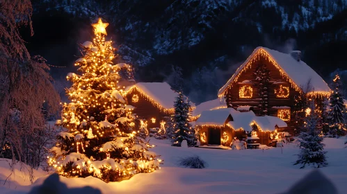 Winter Wonderland: Christmas Lights and Snow