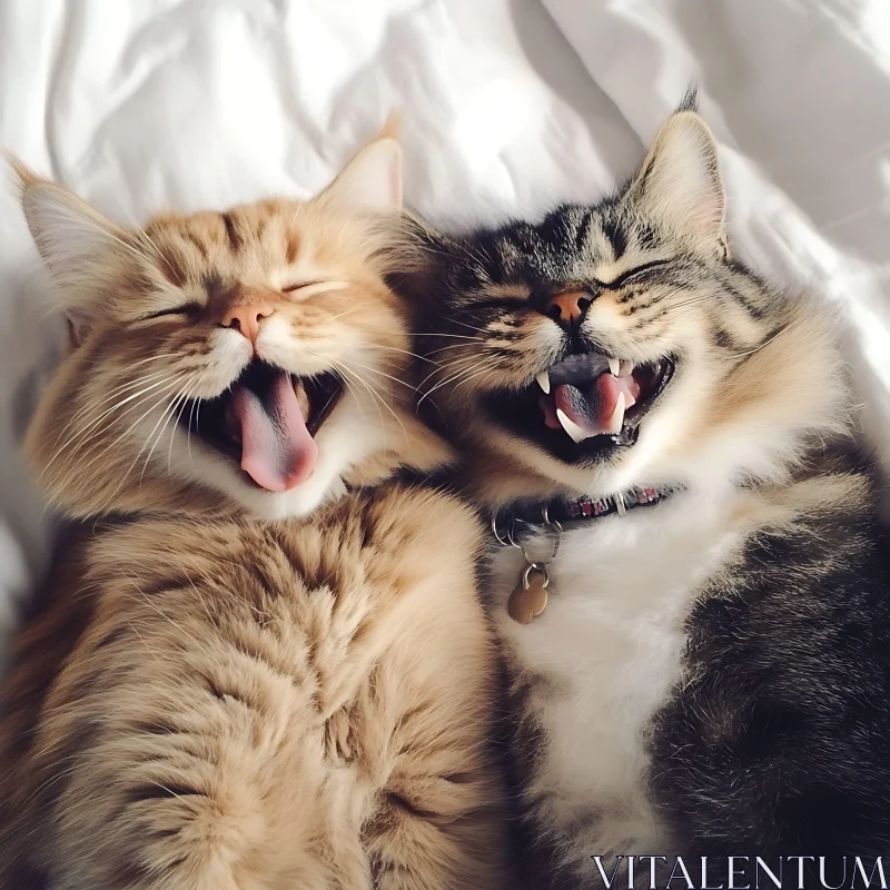 Happy Cats Sharing a Laugh AI Image