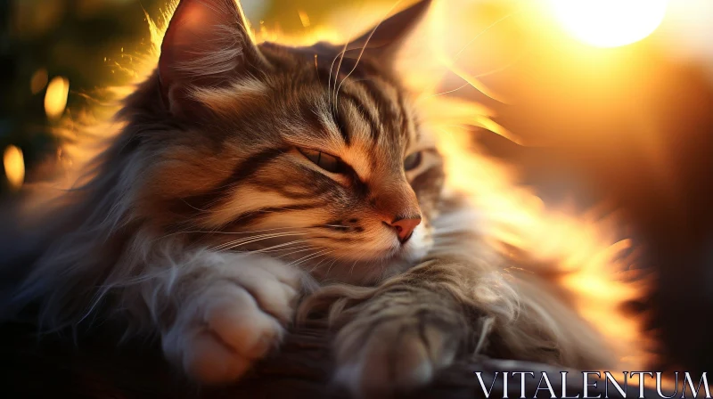 Beautiful Cat Portrait in Sunlight AI Image