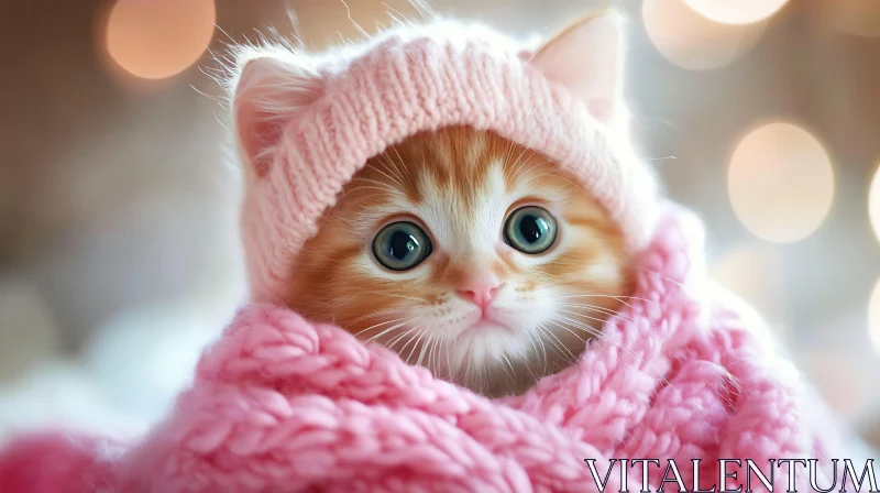 AI ART Cute Kitten in Cozy Winter Attire