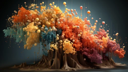Enigmatic Tree: A Surreal 3D Landscape