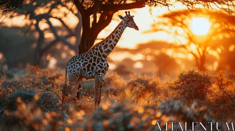 Majestic Giraffe in Forest Clearing | Wildlife Photography AI Image
