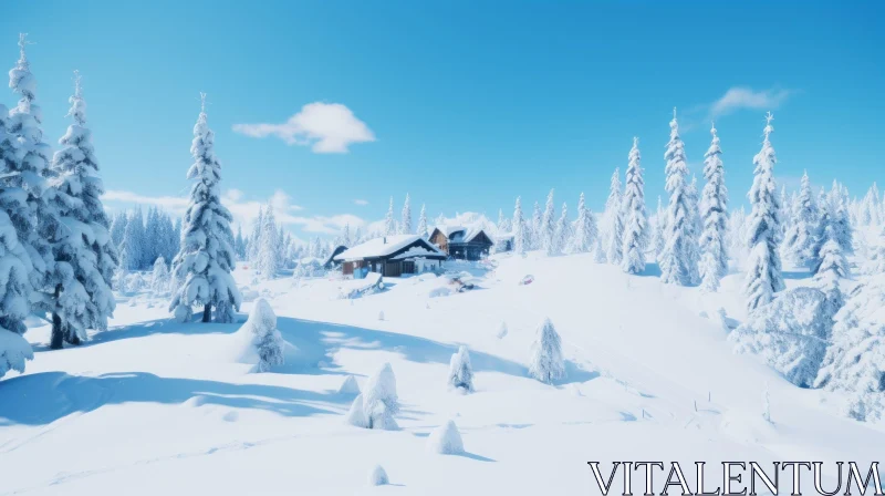 Snowy Hills in Winter - Serene Minimalist Landscape AI Image