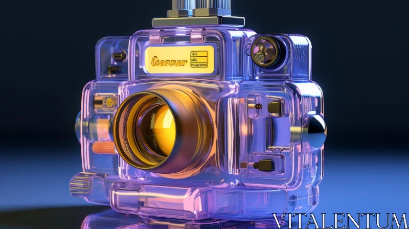AI ART Vintage Glass Camera 3D Rendering