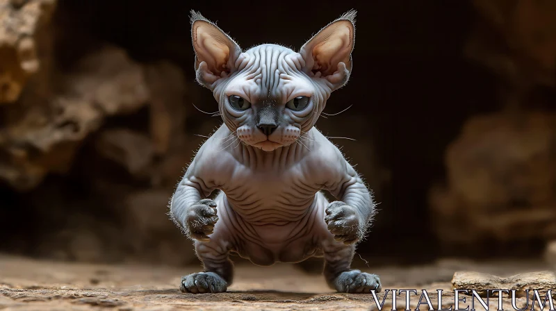 Adorable Sphynx Kitten Close-Up AI Image