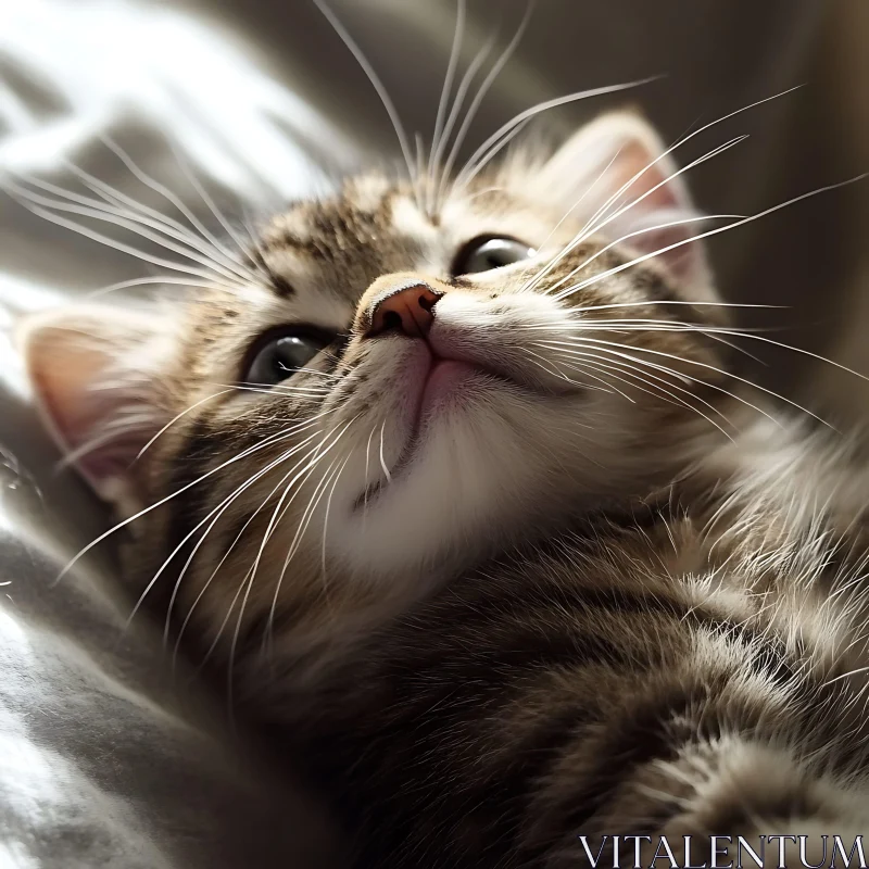 Close-up of Cute Fluffy Kitten AI Image