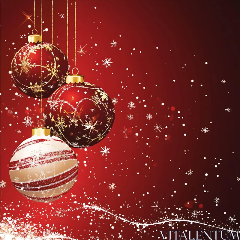 Holiday Decorations with Hanging Ornaments AI Image