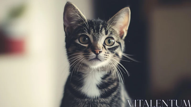 Young Kitten with Stripes and Whiskers AI Image