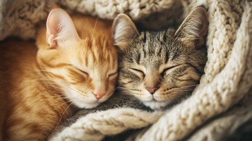 Peaceful Cats Resting Together