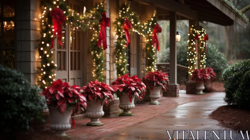 AI ART Captivating Christmas Porch Decorations with Lighted Planters and Flowers