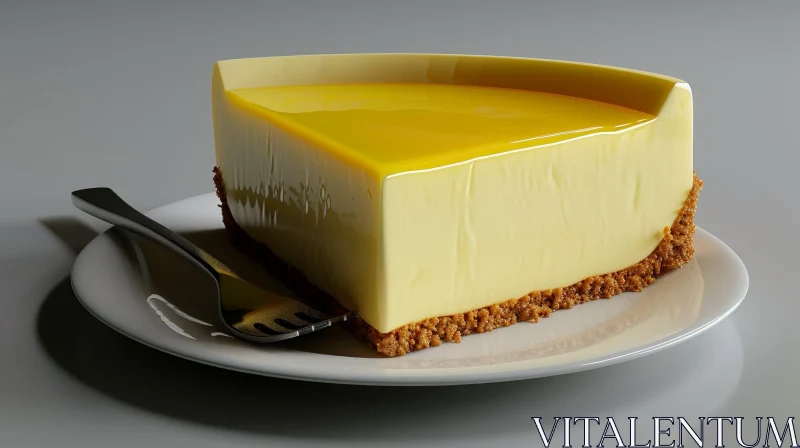 Delicious Cheesecake Slice on White Plate AI Image