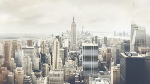 New York City Skyline: Vintage Minimalism with Muted Tones