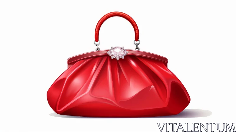 Red Leather Handbag with Diamond Clasp AI Image