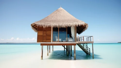 Tranquil Maldives Villa with Thatched Roof | Soft Atmospheric Perspective