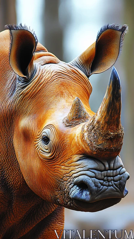 Wild Rhino Close-Up Portrait AI Image