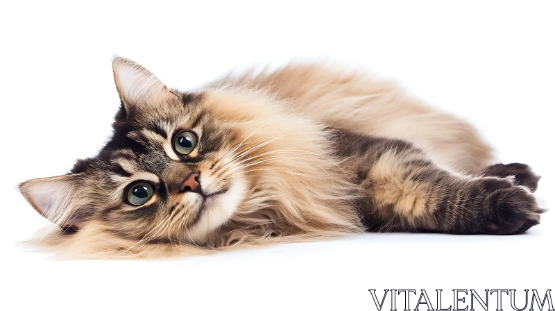 Adorable Fluffy Cat with Piercing Green Eyes AI Image