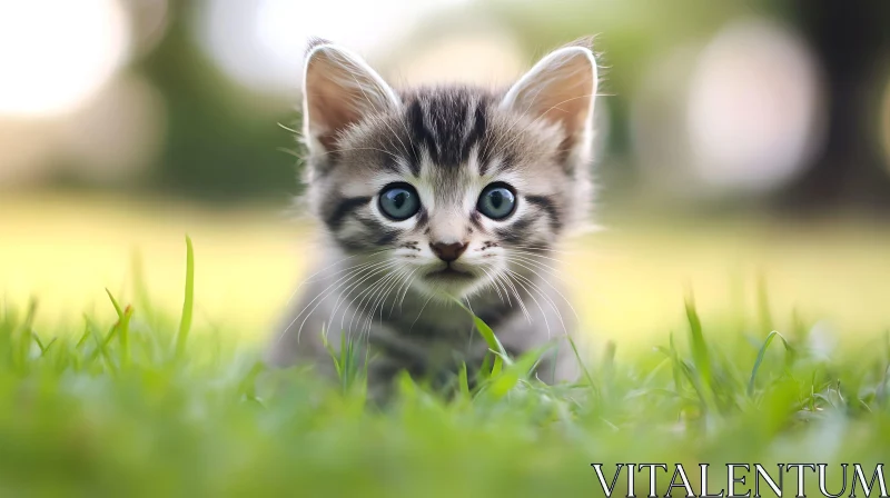 Cute Kitten in Green Grass AI Image