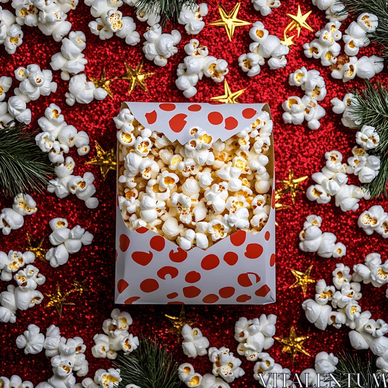 AI ART Christmas Popcorn with Holiday Decorations