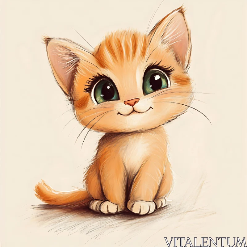 Cute Cat Drawing AI Image