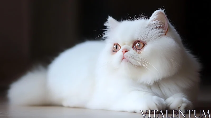 Serene White Cat with Fluffy Fur AI Image