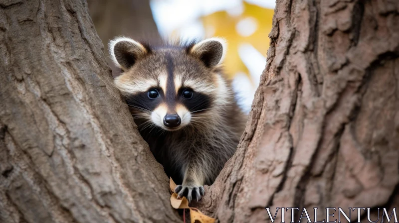 Curious Raccoon Portrait in Nature AI Image
