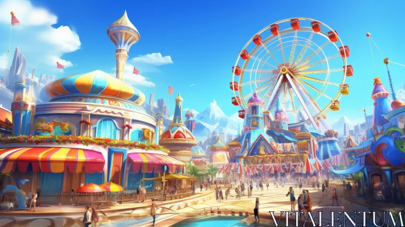 Fantasy Amusement Park - Digital Painting AI Image