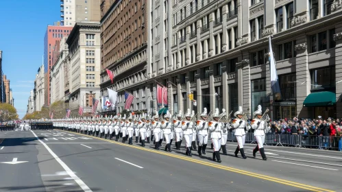 Marching Band Parade in City Street