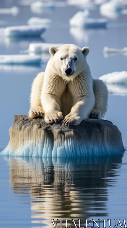 Sunlit Polar Bear on Iceberg: A Testament to Nature's Strength AI Image