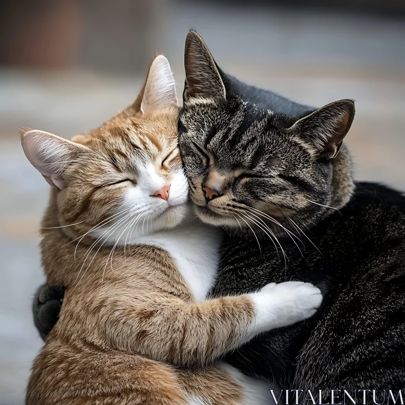 Affectionate Cats in a Loving Embrace AI Image