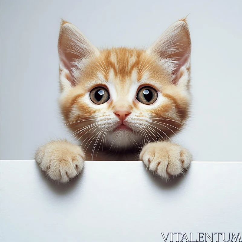 Cute Orange Kitten with Big Eyes AI Image