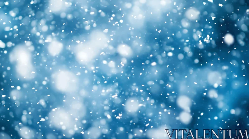 Dreamy Winter Snowfall with Blurred Snowflakes AI Image