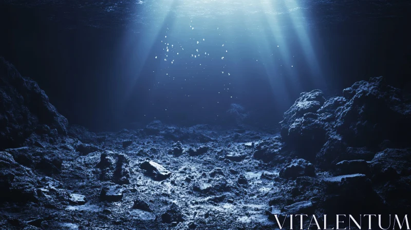 Illuminated Underwater Scene AI Image