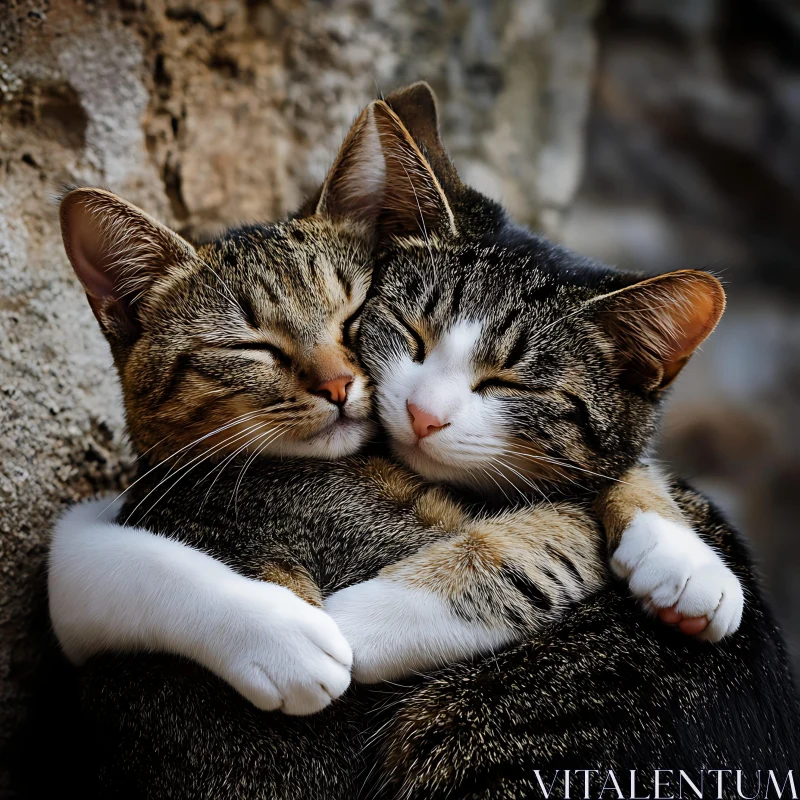 Cats Cuddling Lovingly AI Image