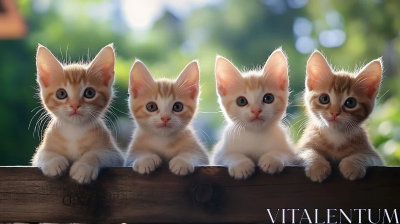 Four Cute Kittens on Fence AI Image