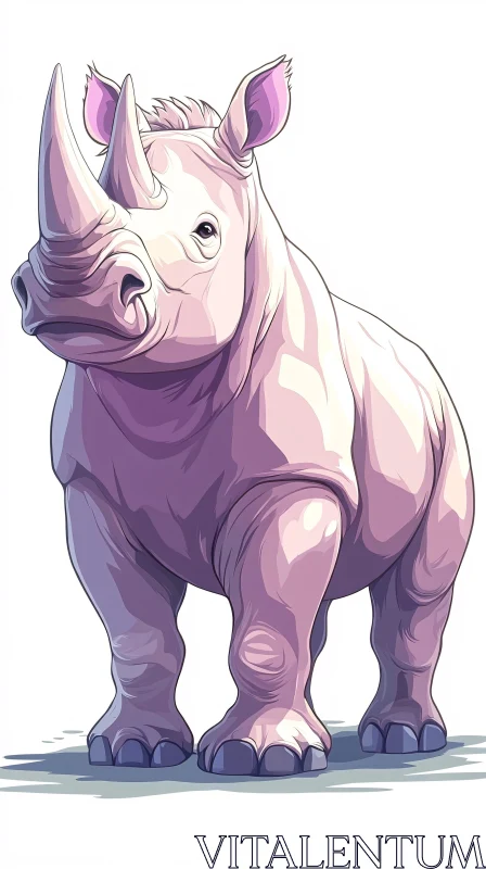 Stylized Animal Art of a Rhinoceros AI Image