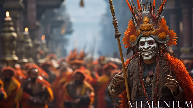 Captivating Men in Costume Artwork - Vibrant Indonesian Scene AI Image