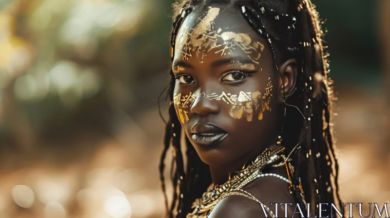 Captivating Portrait of a Young African Woman in Traditional Attire AI Image