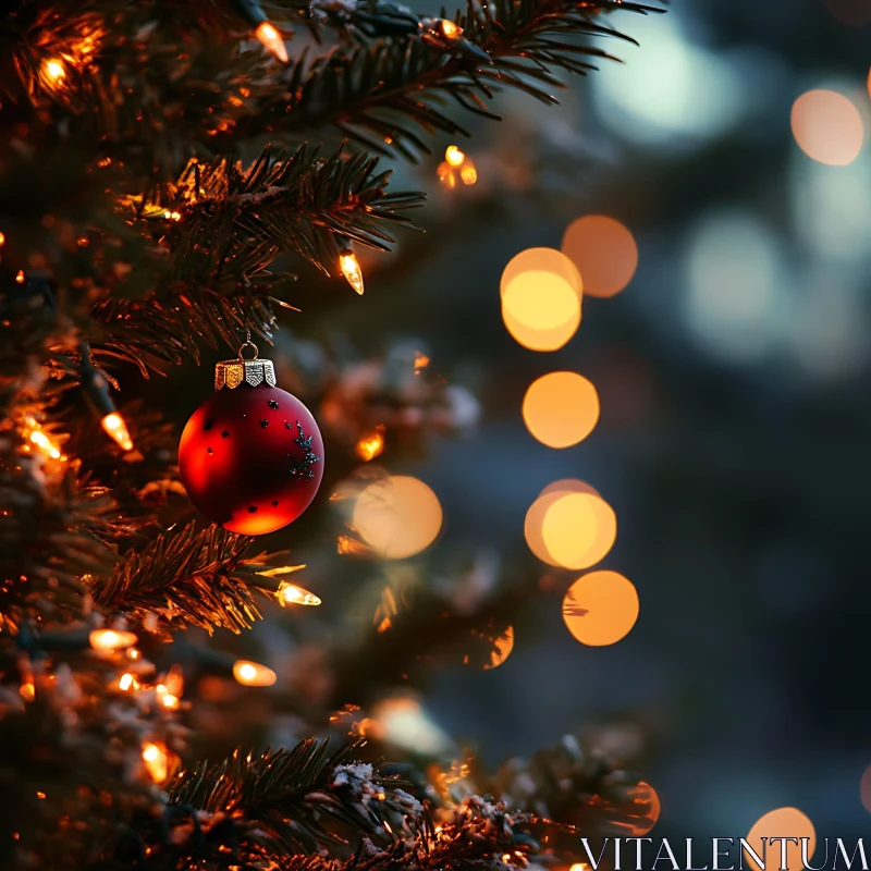 Holiday Decorations: Christmas Tree and Ornaments AI Image