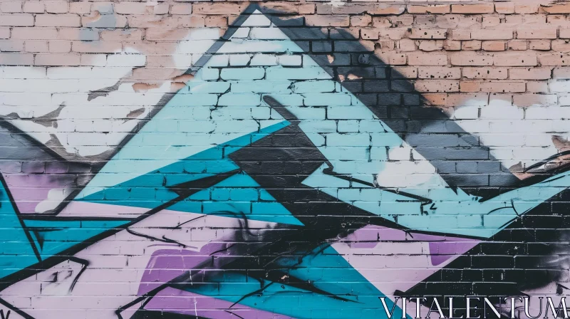 Vibrant Geometric Graffiti on Brick Wall - Street Decor AI Image
