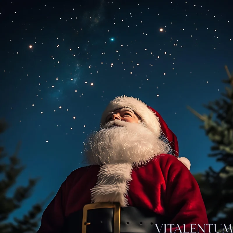 Festive Santa Enjoying the Night Stars