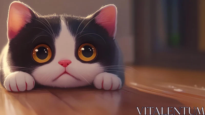 Cute Kitten with Expressive Amber Eyes
