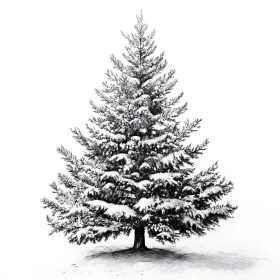 Winter Pine Tree Sketch