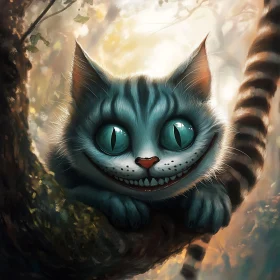 Mystical Cheshire Cat with Teal Eyes
